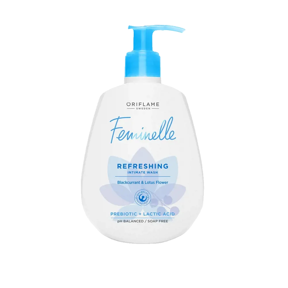 Gel-cremă pentru igiena intimă cu coacăze negre şi floare de lotus Feminelle Refreshing Oriflame, 300ml