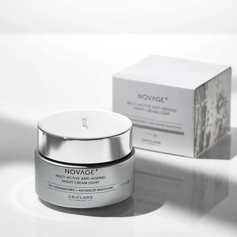 Cremă de noapte lejeră Novage+ Multi-Active Anti-Ageing Oriflame, pentru fermitate în doar 4 săptămâni, 50ml